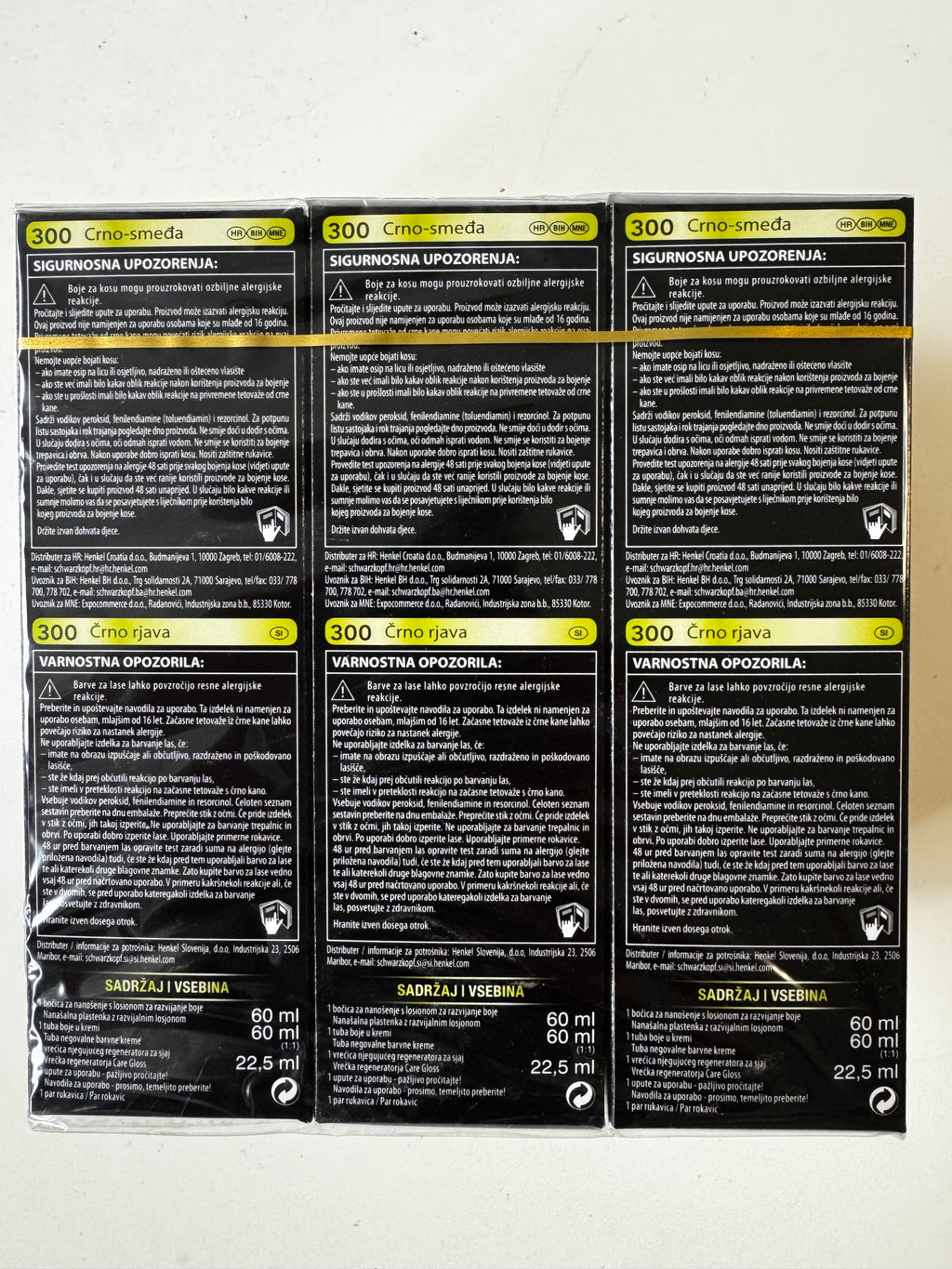 3er-Pack Schwarzkopf Nectra Color 300 Black Brown / Schwarzbraun (Restposten MHD überschritten)