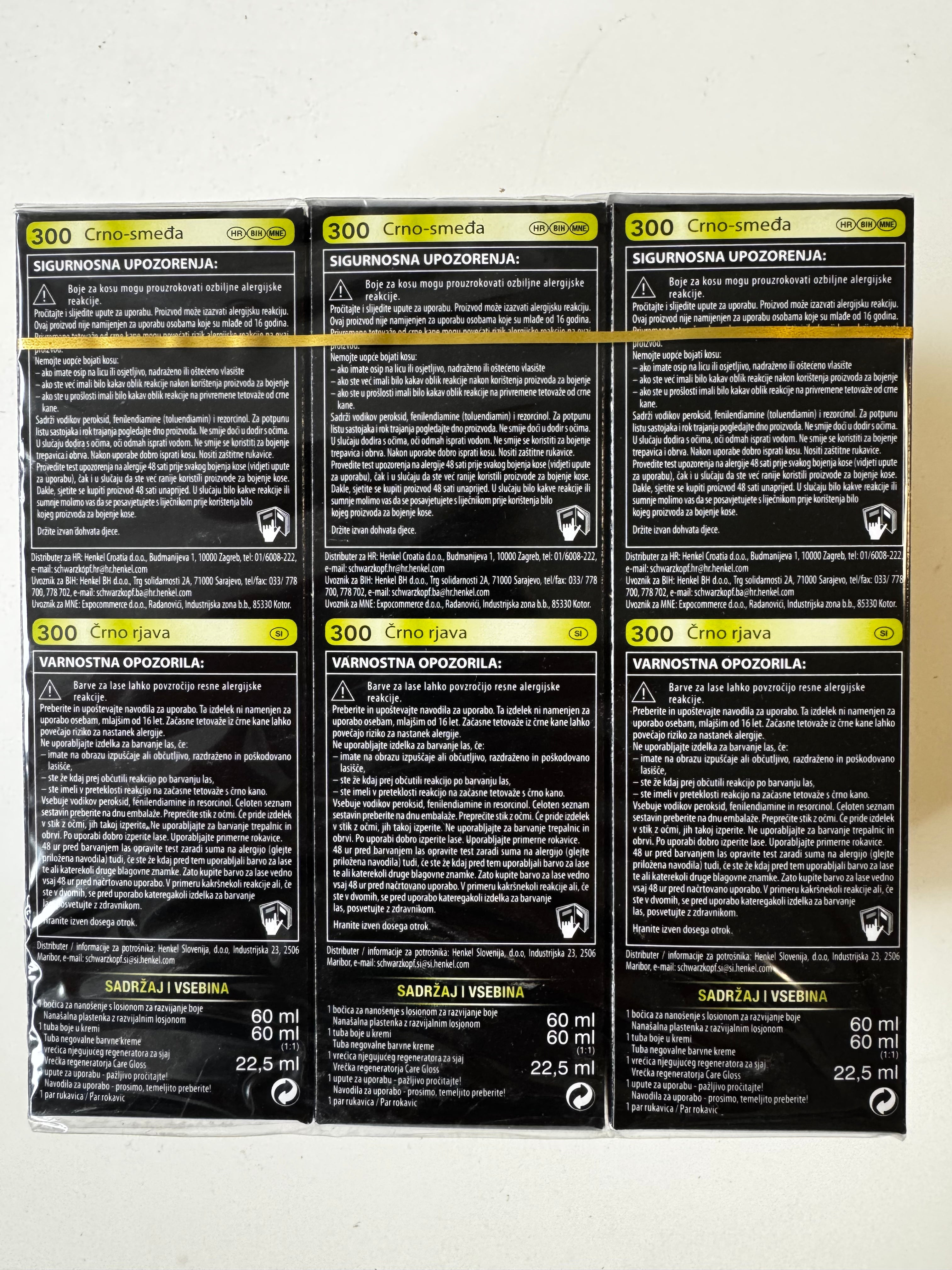 3er-Pack Schwarzkopf Nectra Color 300 Black Brown / Schwarzbraun (Restposten MHD überschritten)