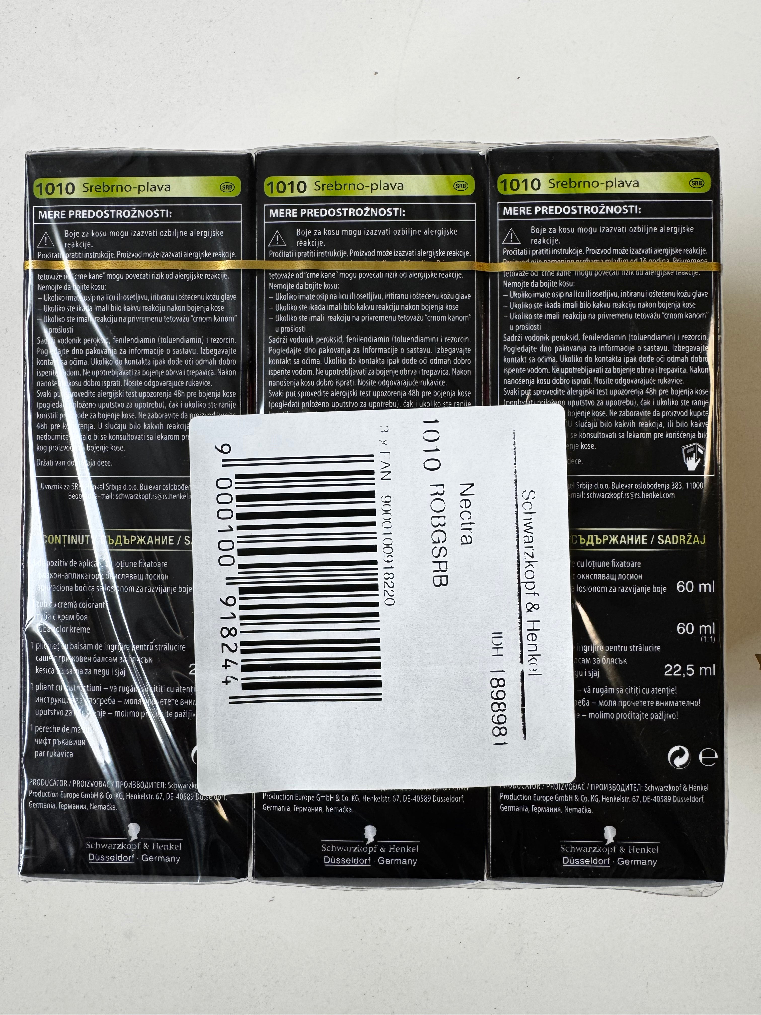 3er-Pack Schwarzkopf Nectra Color 1010 Silver Blond / Silberblond (Restposten MHD überschritten)