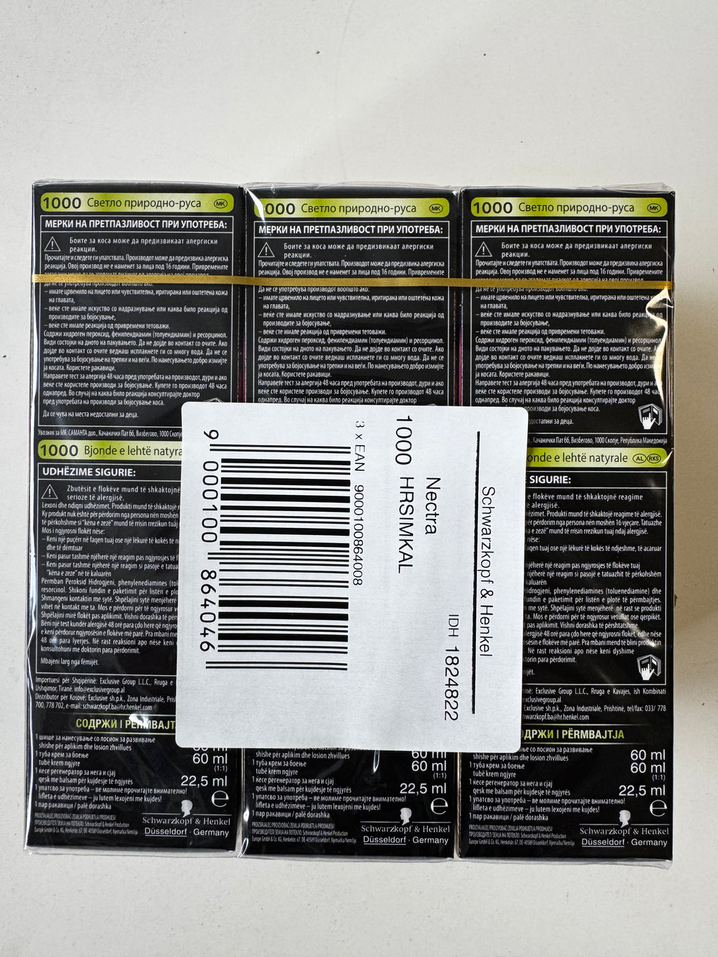 3er-Pack Schwarzkopf Nectra Color 1000 Light Natural Blond / Helles Naturblond (Restposten MHD überschritten)