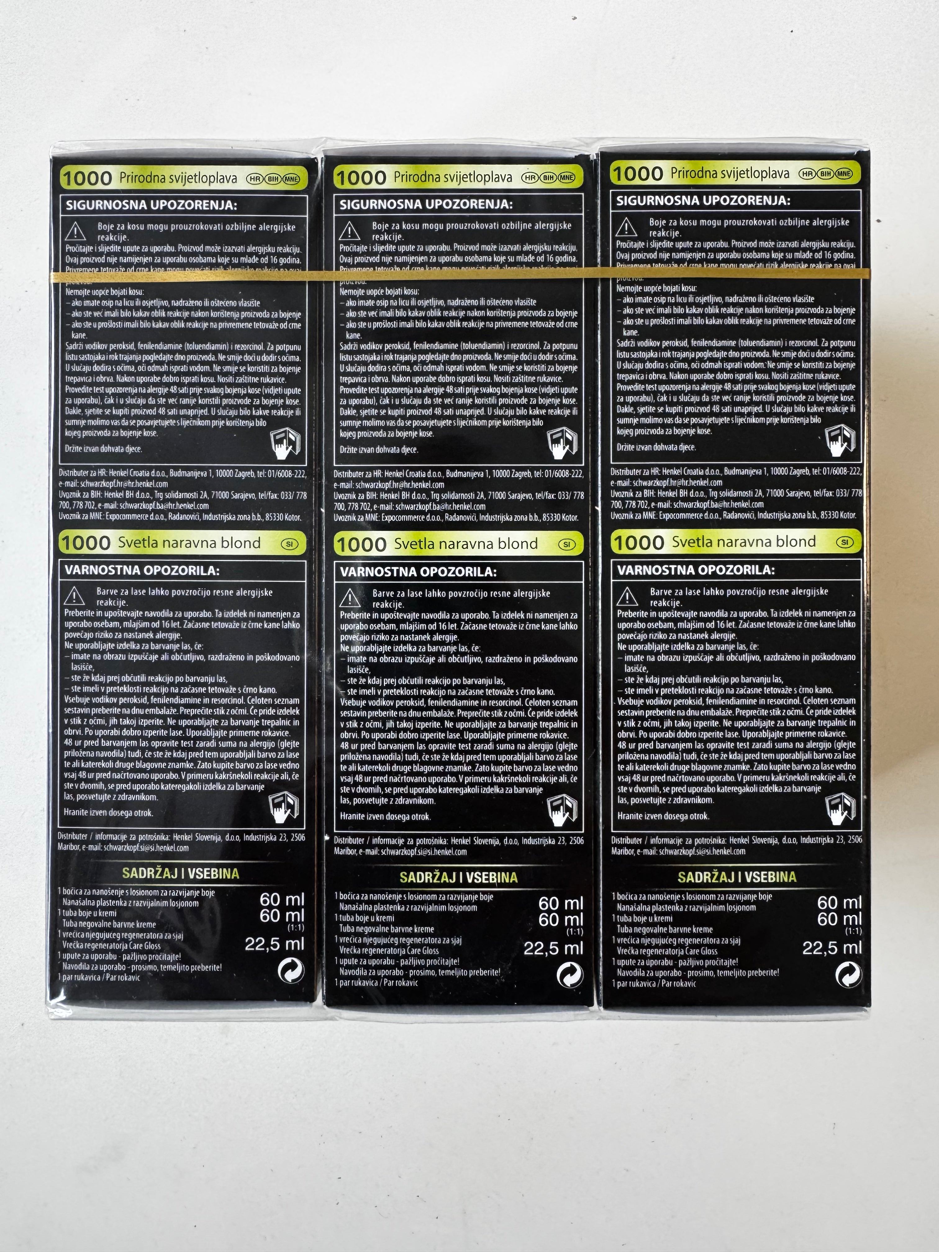 3er-Pack Schwarzkopf Nectra Color 1000 Light Natural Blond / Helles Naturblond (Restposten MHD überschritten)