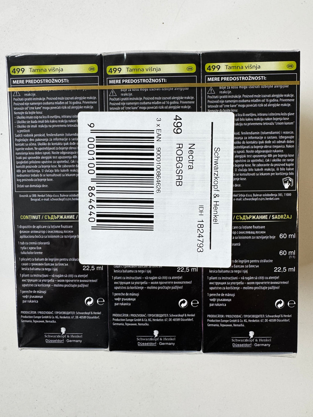 3er-Pack Schwarzkopf Nectra Color 499 Dark Cherry / Dunkelkirsche (Restposten MHD überschritten)